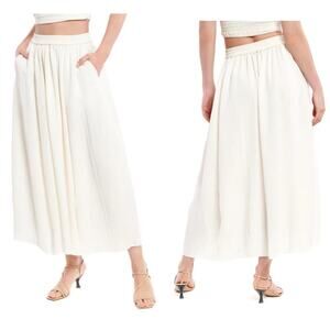 La Ligne NWT Crinkle Maxi Skirt Cream Color Size S Pull-On Waist Side Pockets